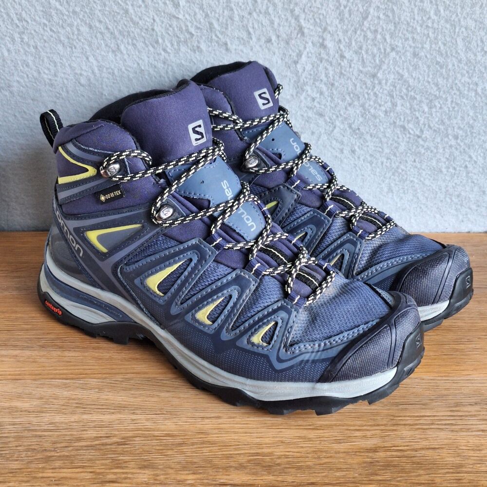 Salomon X Ultra 3 Mid GTX Hiking Boots Womens 7.5 EU 39 1/3 Blue Shoes